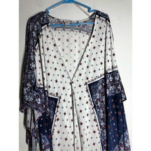 Eye Shadow Women's Wrap Cover-up Shawl Side Tassle Ties Bohemian Beachy Size XL - Picture 2 of 14